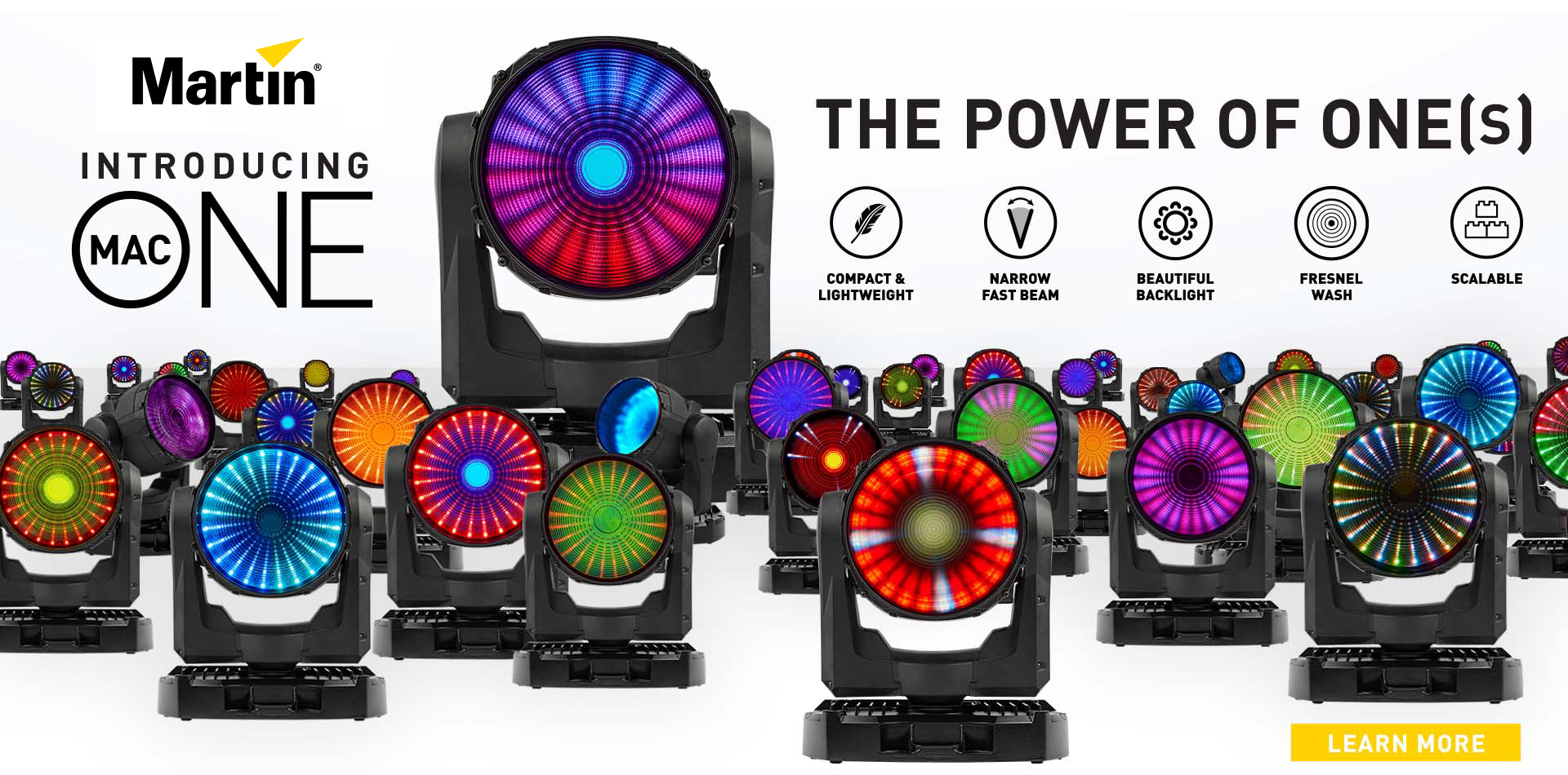 MAC One Creative BeamWash Moving Head with Fresnel Lens.