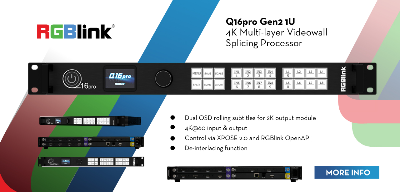 Q16pro Gen2 1U 4K Multi-layer Videowall Splicing Processor