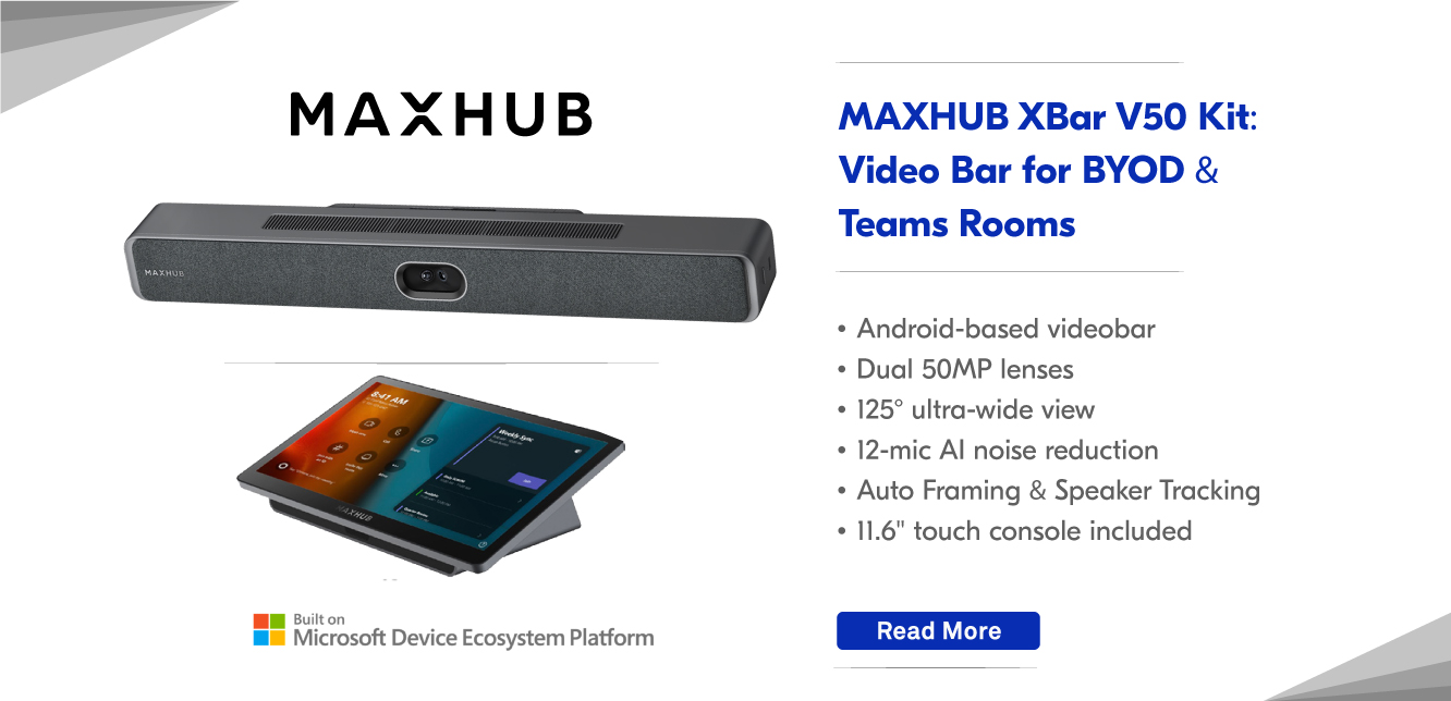 MAXHUB XBar V50 Kit: Premium Video Bar for BYOD & Teams Rooms
