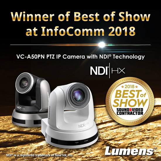 Lumens Awarded Best of Show at InfoComm 2018